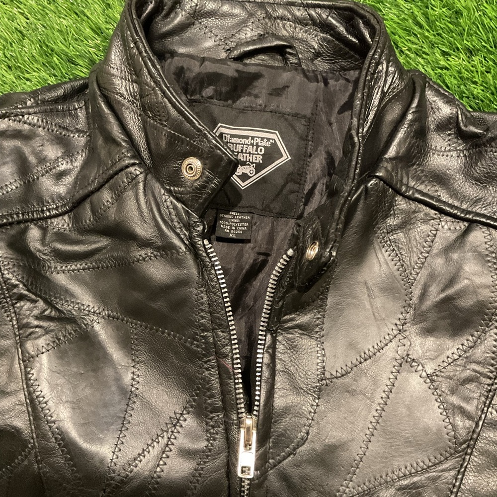Black Leather Jacket With Eagle Patch - image 5